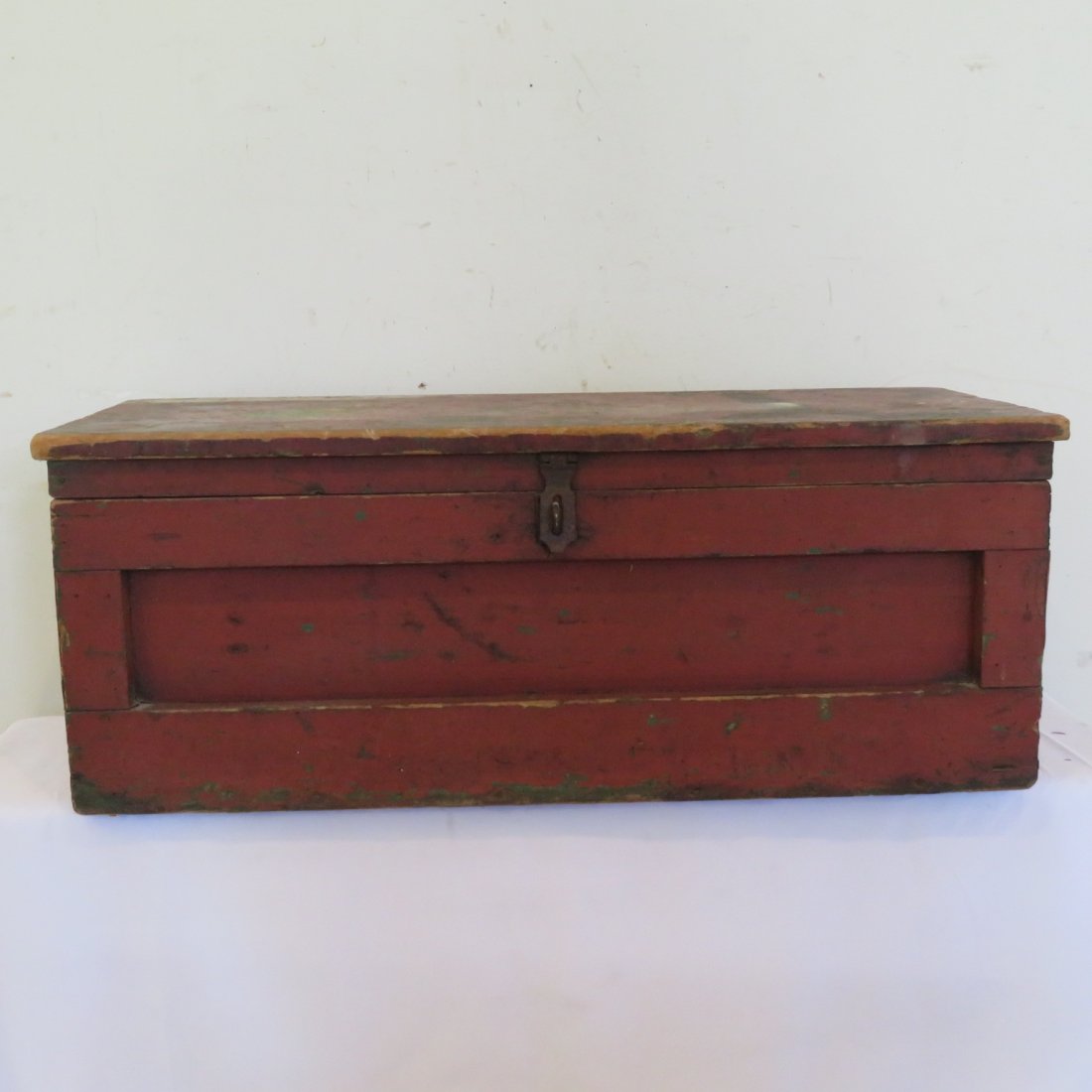 Small wooden tool box in original old red paint (1 of 5)