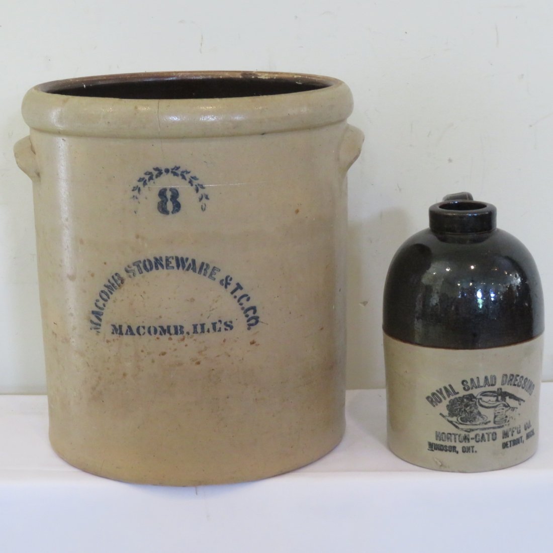 8 gal stoneware jar and advertising jug (1 of 4)