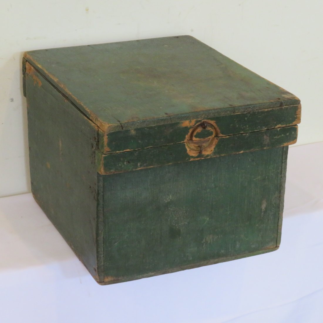 Wood egg crate in old green paint (1 of 4)