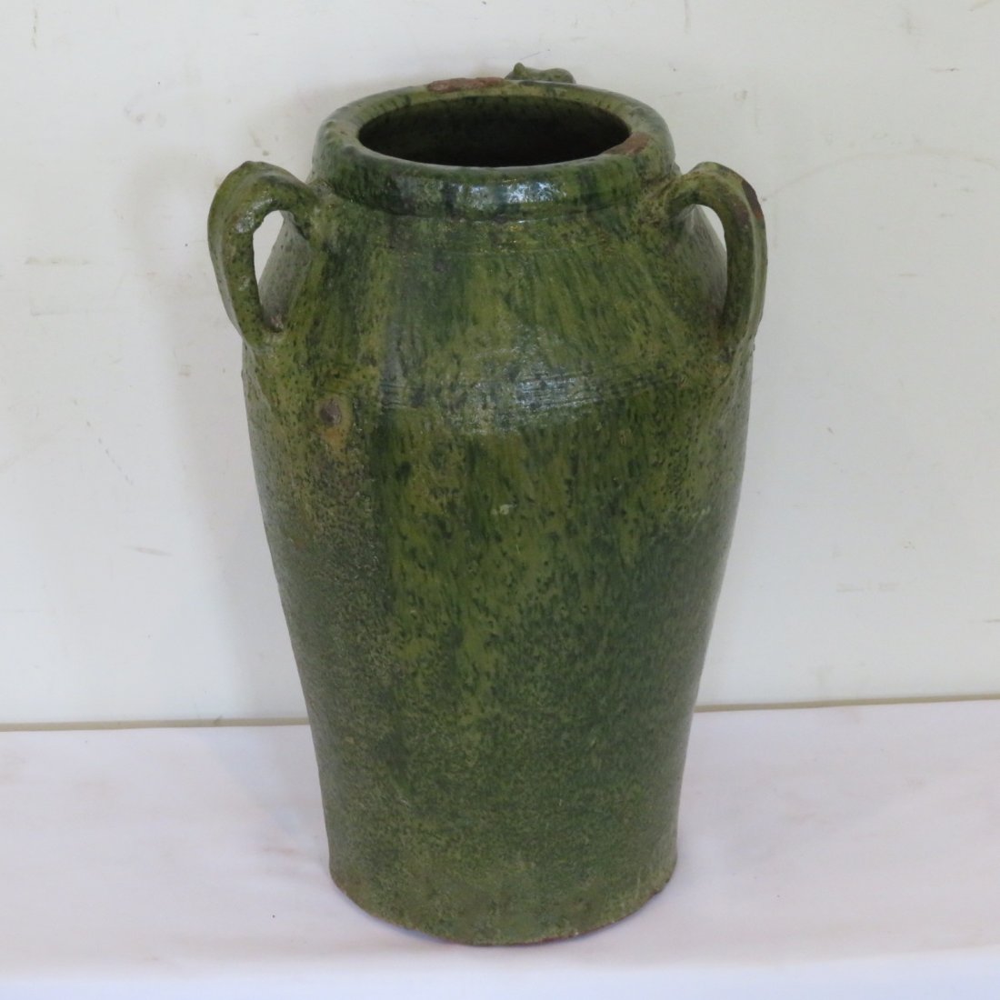 Southern redware jar with green glaze (1 of 7)