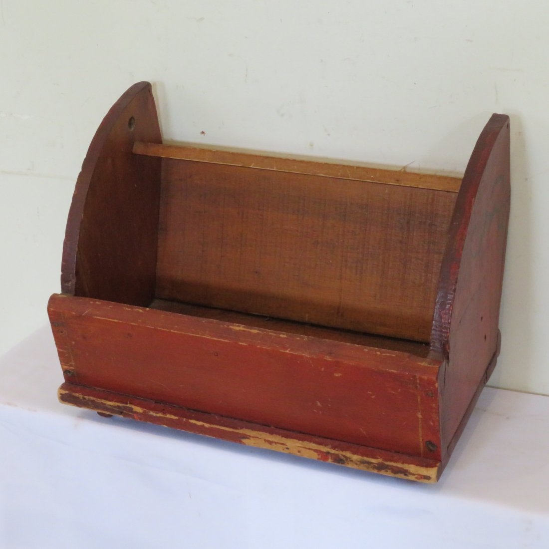 Magazine box in original red paint: Magazine box in original red paint made from repurposed boards from The Clipper fanning mill, 14"H x 21"W x 15"D