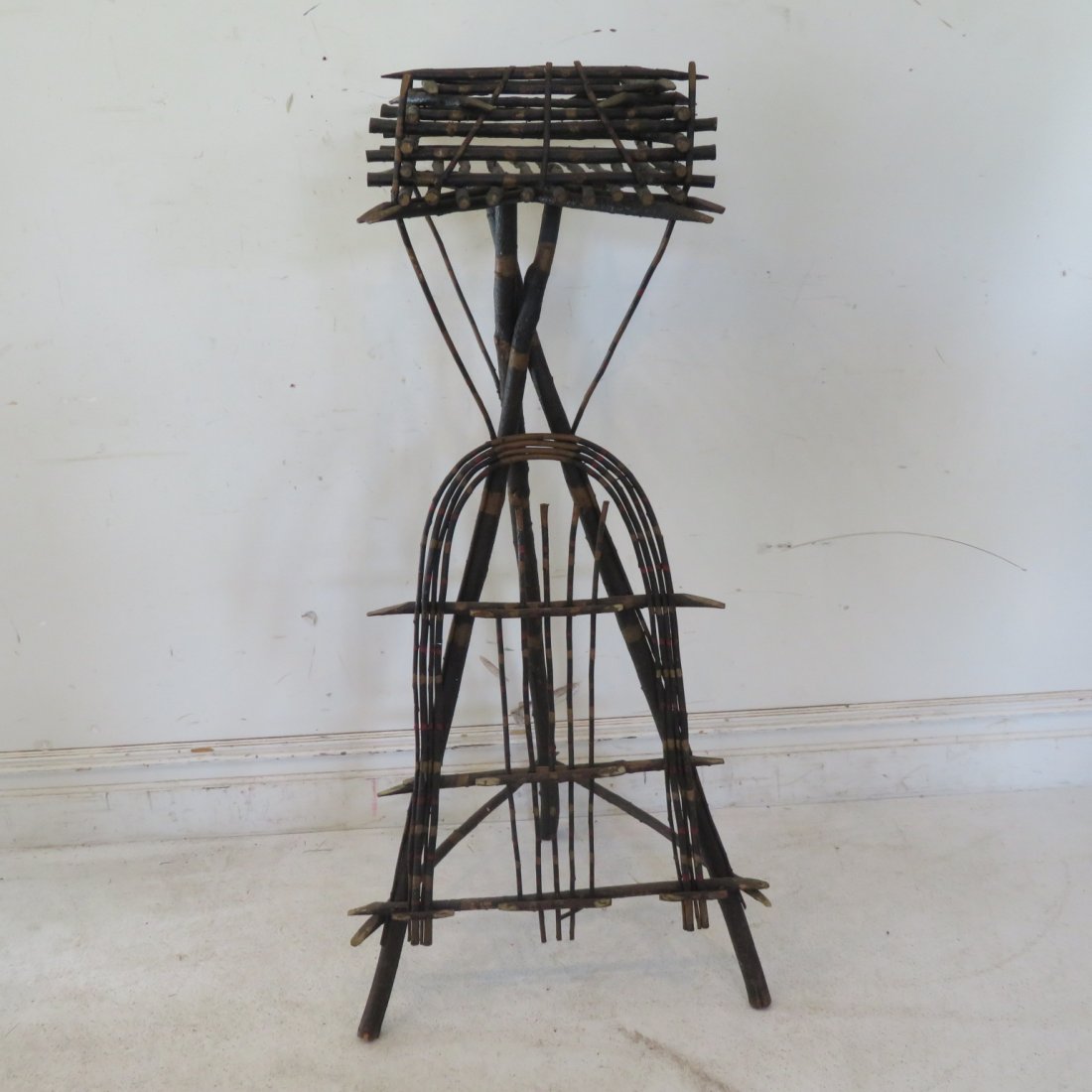 Folk art twig plant stand (1 of 4)