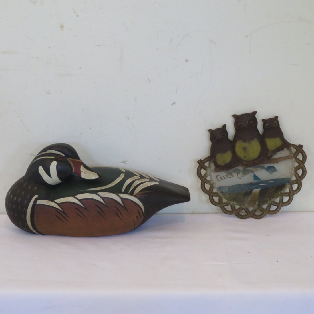 Boyd duck decoy & 3 owl plate (1 of 6)