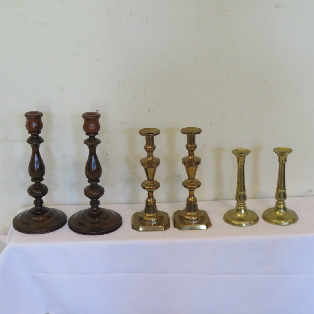3 pairs of old candlesticks (1 of 6)