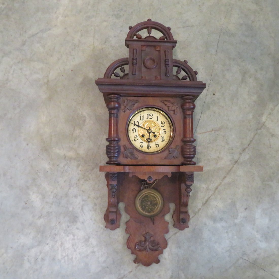 German walnut Gustave Becker style wall clock (1 of 5)