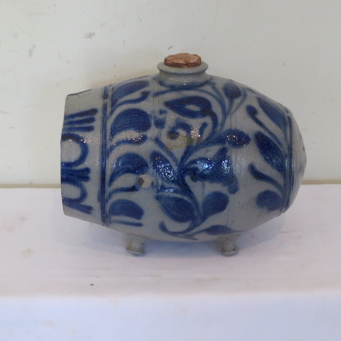 German Westerwald blue decorated stoneware rundlet (1 of 9)