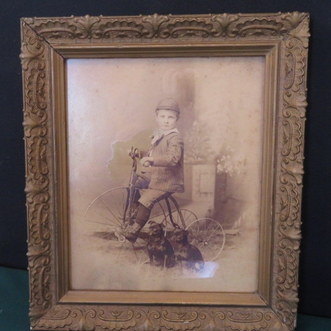 Framed B&W photo of boy on tricycle (1 of 7)
