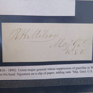 7 Autographs of prominent Indiana Civil War officers: 7 Autographs of prominent Indiana Civil War officers: Major General Robert H. Milroy, Brevet Brig. General Able D. Streight, Brevet Brig. General John Coburn (Indianapolis), General Jefferson