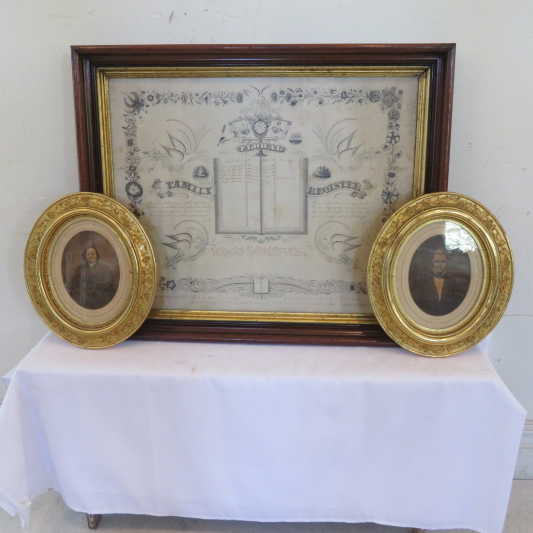 Late 19th century family register and pair of portraits (1 of 17)