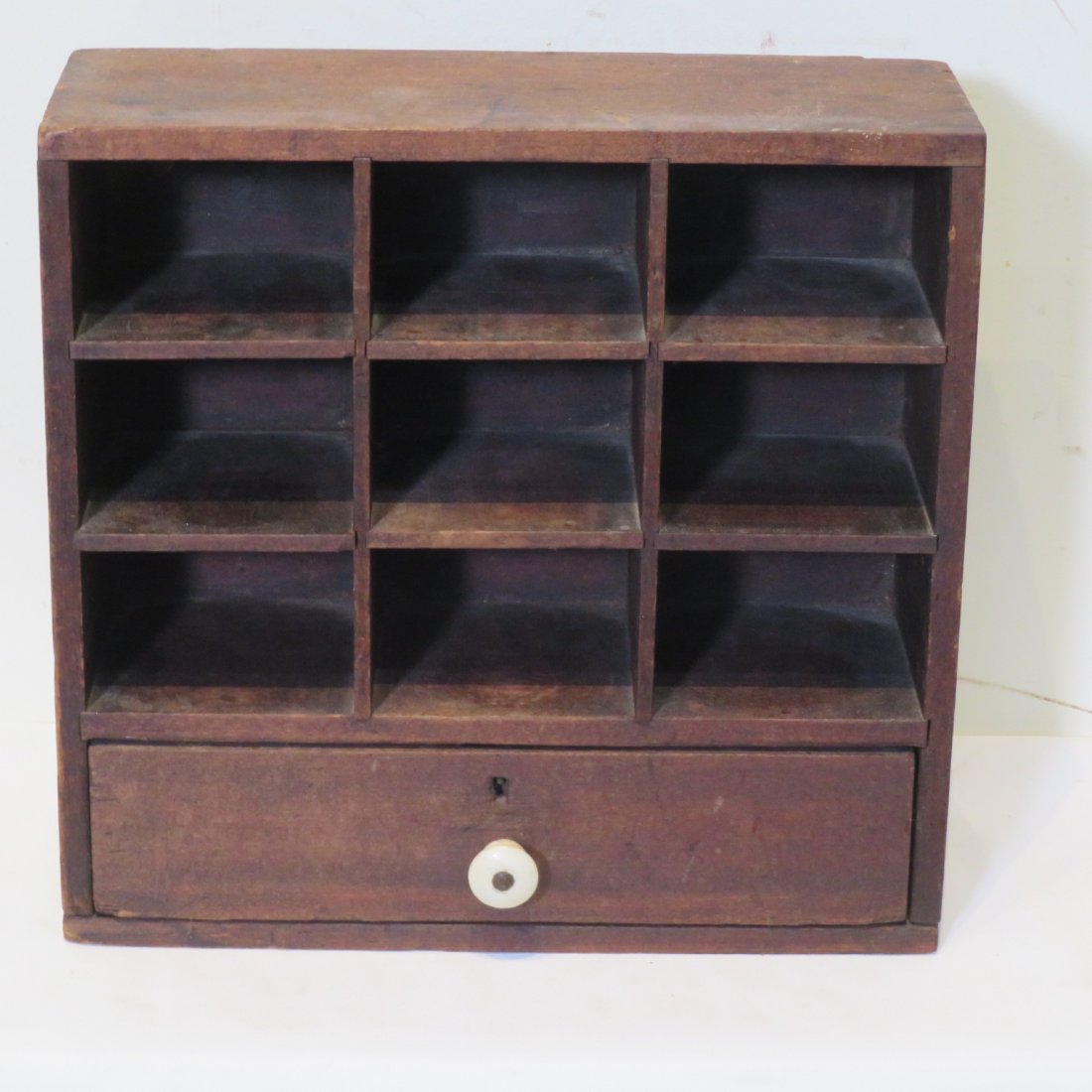 Small poplar hanging cabinet with 9 cubbies & 1 drawer (1 of 5)