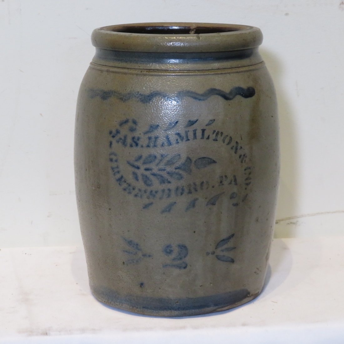 2 gal stoneware jar Jas. Hamilton, Greensboro, PA (1 of 5)