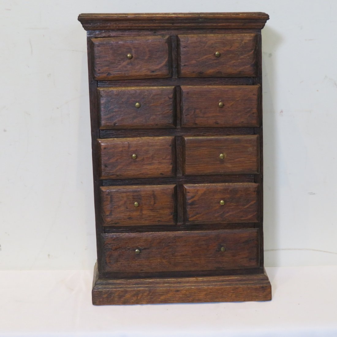 9 drawer oak spice cabinet with brass knobs (1 of 4)