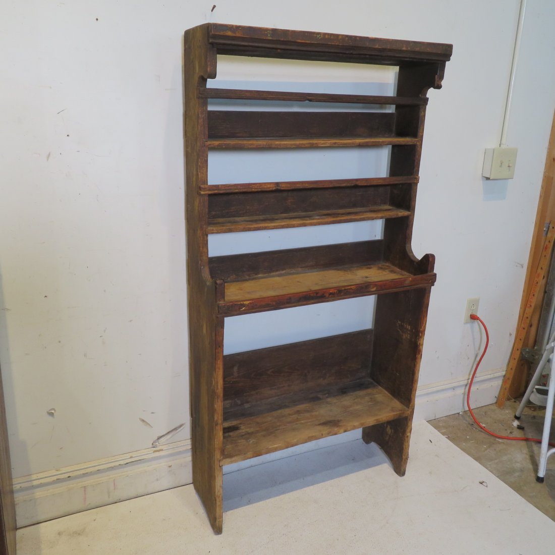 Pine diminutive open cupboard with plate rails (1 of 5)