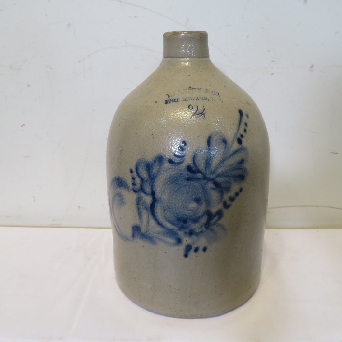 2 gal stoneware jug w/blue decoration marked Haxstun (1 of 5)