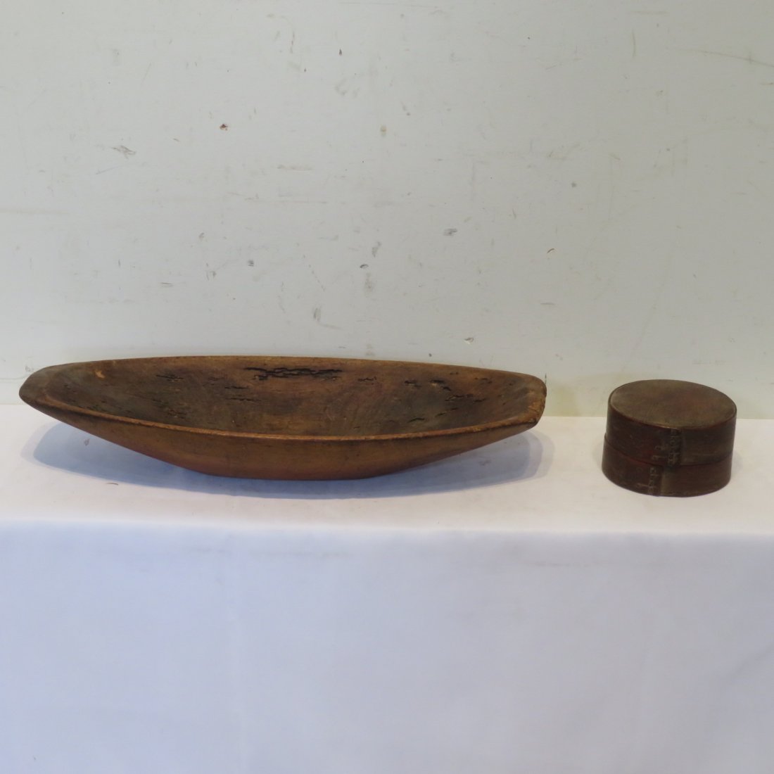 2 wood items - dough bowl and small pantry box (1 of 7)