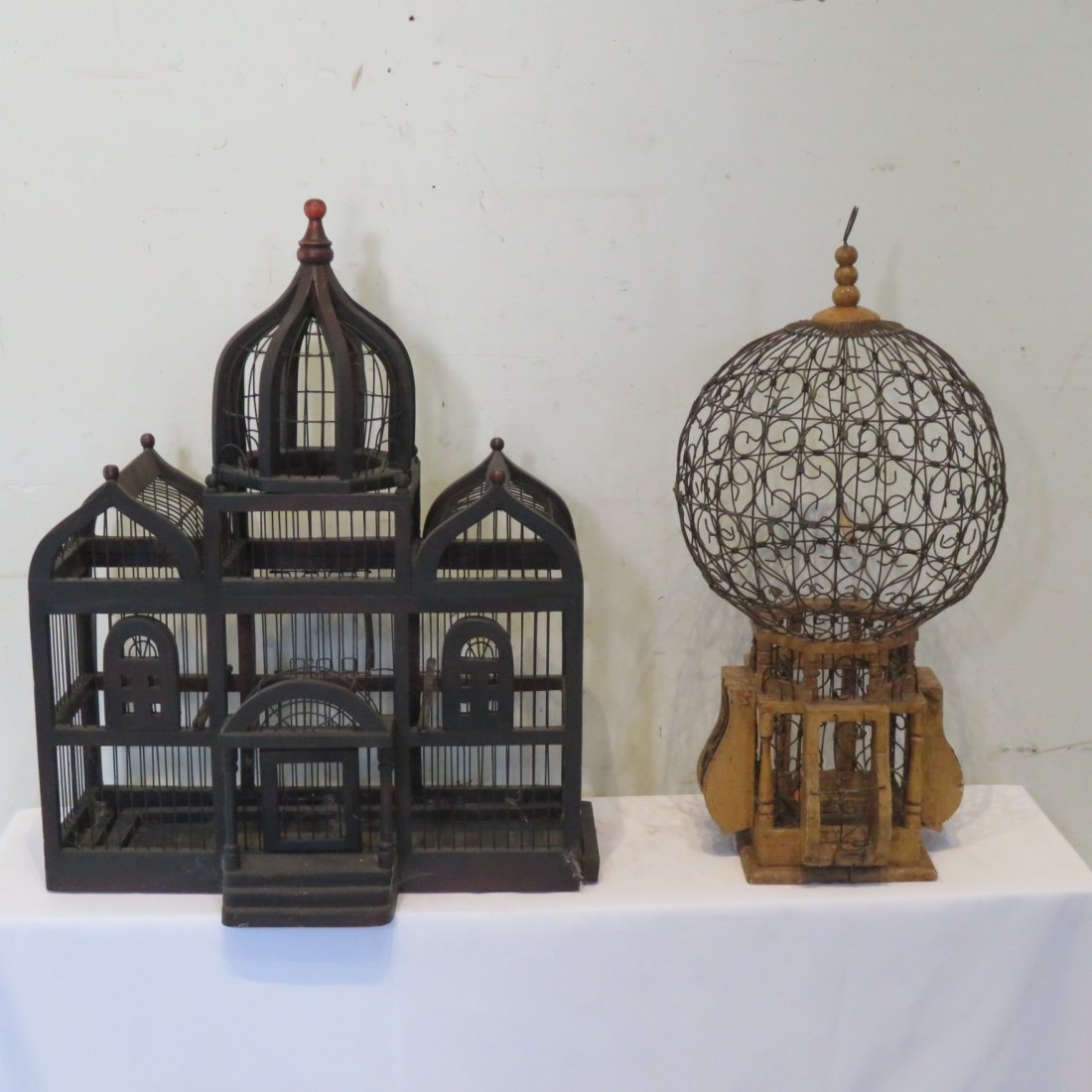 2 wood and wire bird cages (1 of 3)