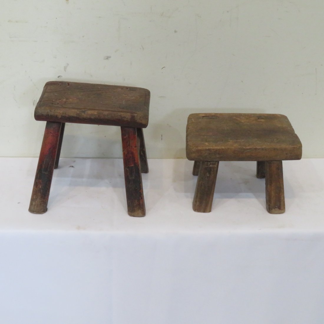 2 early wooden footstools (1 of 6)