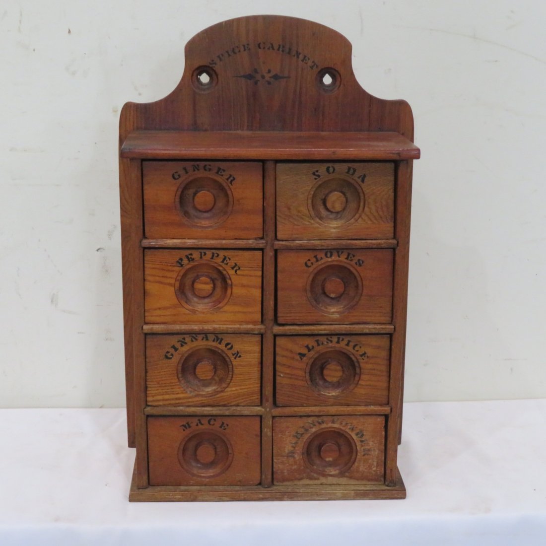 Oak 8 drawer spice cabinet w/ stenciling (1 of 8)