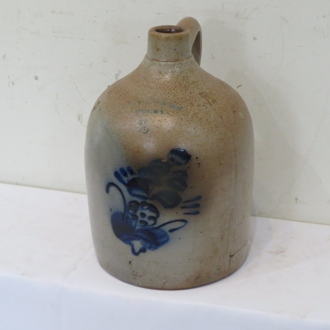 Stoneware 2 gal. cobalt decorated jug (1 of 5)