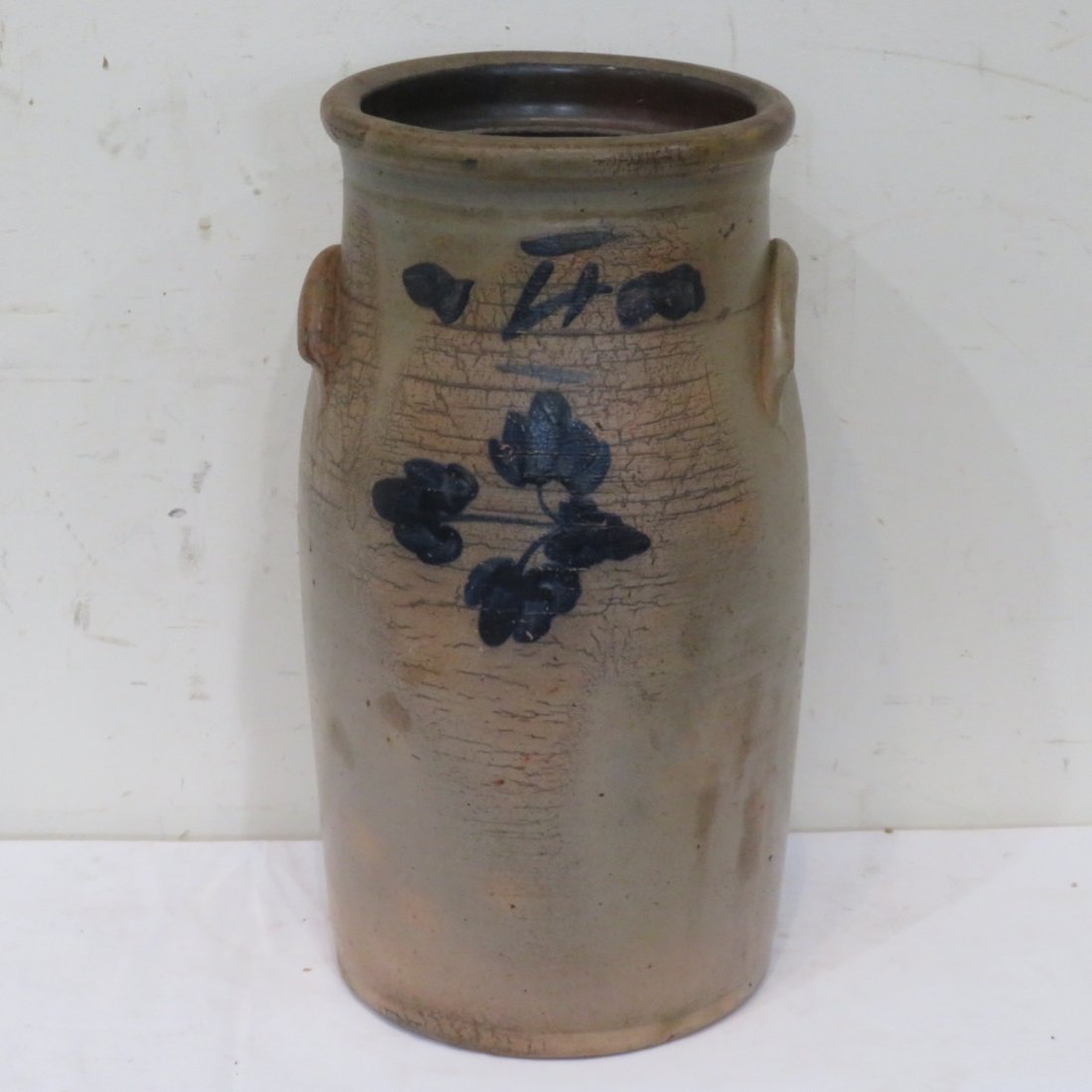 4 gal. cobalt blue decorated stoneware churn (1 of 7)