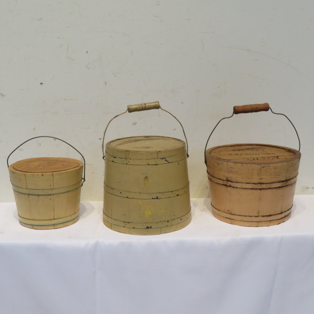 3 painted wooden pails (1 of 7)