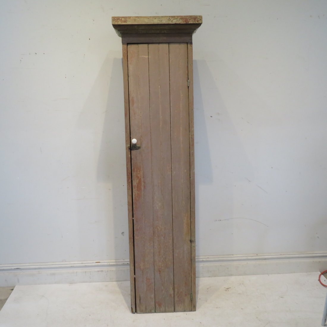 Pine chimney cupboard in old putty over red paint (1 of 5)