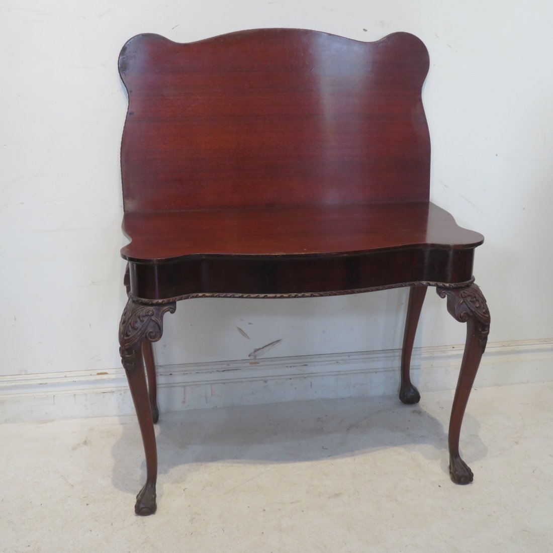 Mahogany colonial revival Chippendale card table (1 of 7)