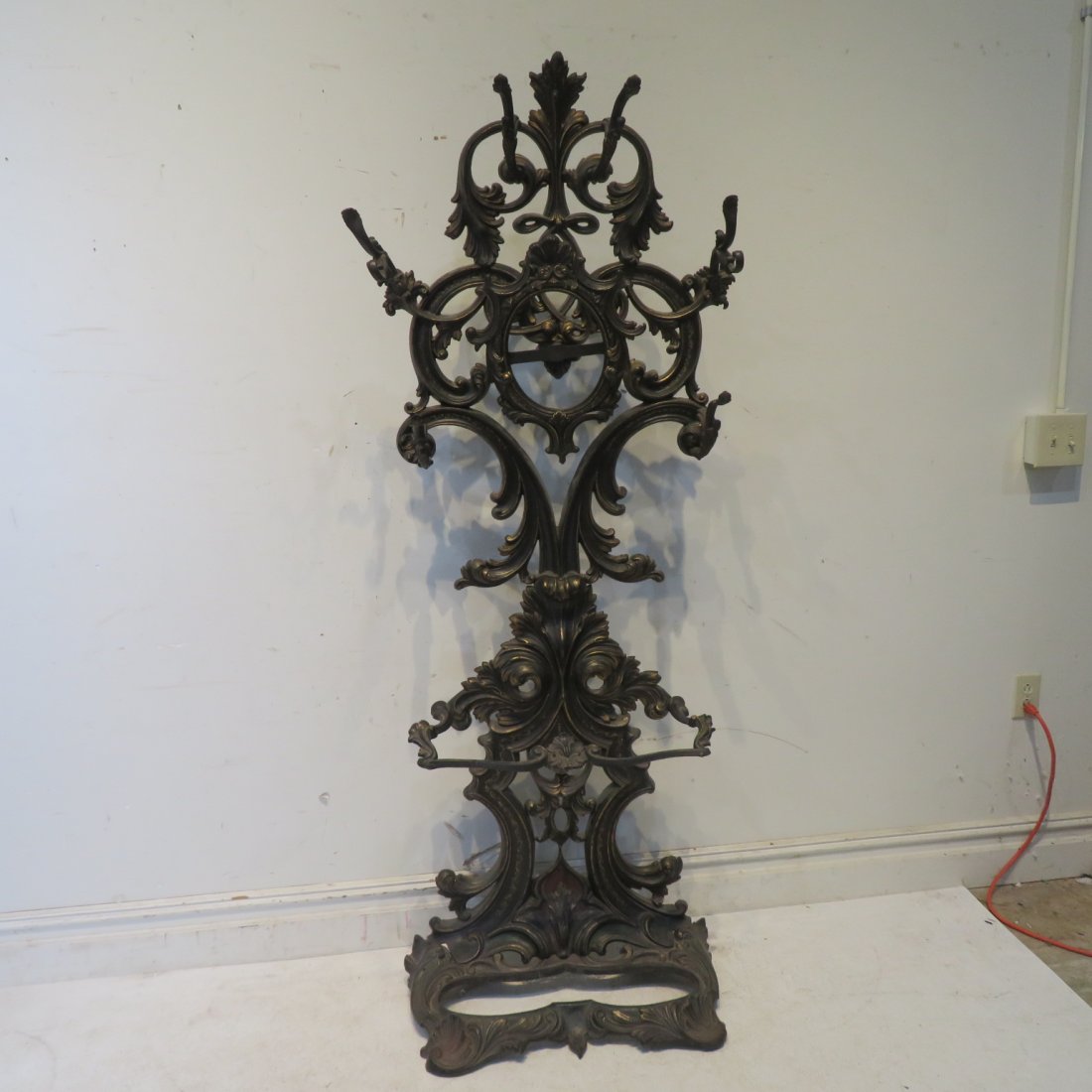 Ca 1850 cast iron hall tree with umbrella holders (1 of 6)