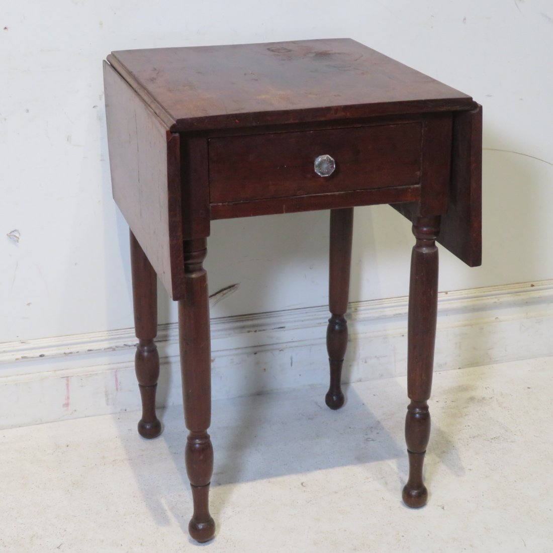 Ca 1840 cherry Sheraton 1 drawer stand table (1 of 4)