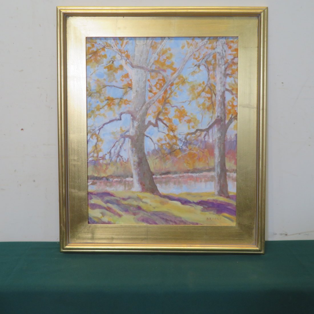 Impressionist O/C painting of sycamore trees (1 of 4)