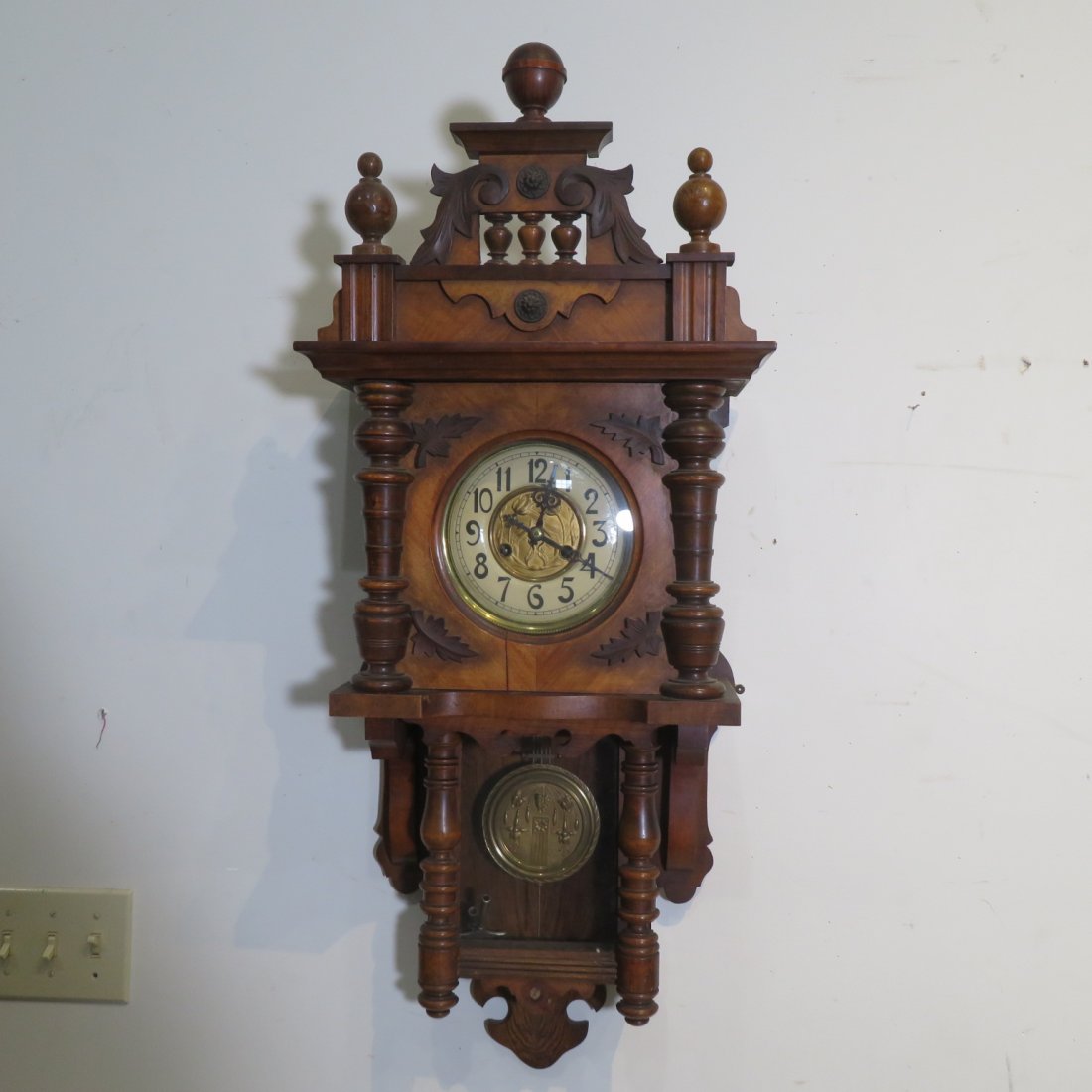 Walnut German wall clock (1 of 8)