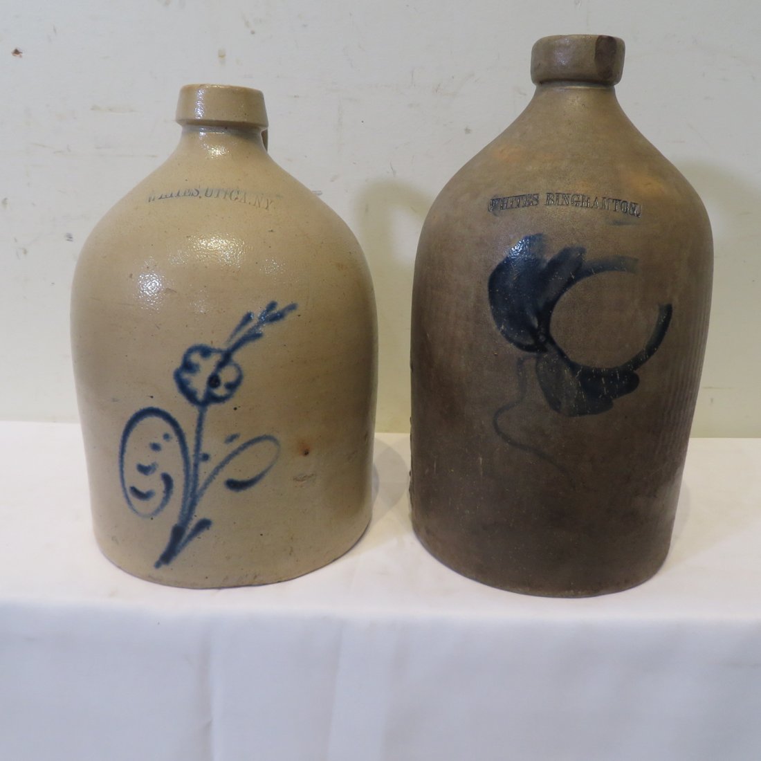 2 stoneware jugs with cobalt blue decoration (1 of 9)