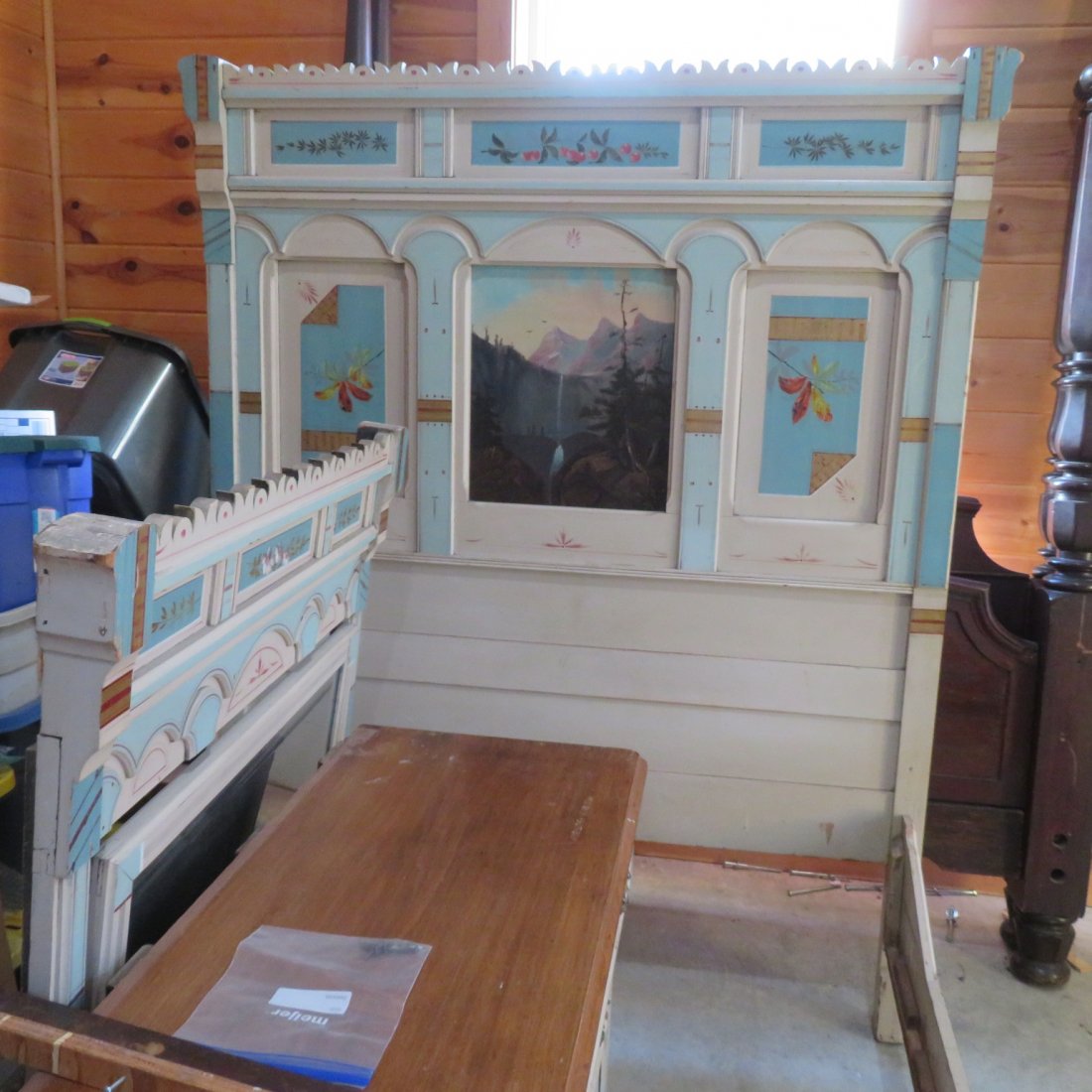 Ca 1880 Eastlake style painted cottage bed & dresser (1 of 13)