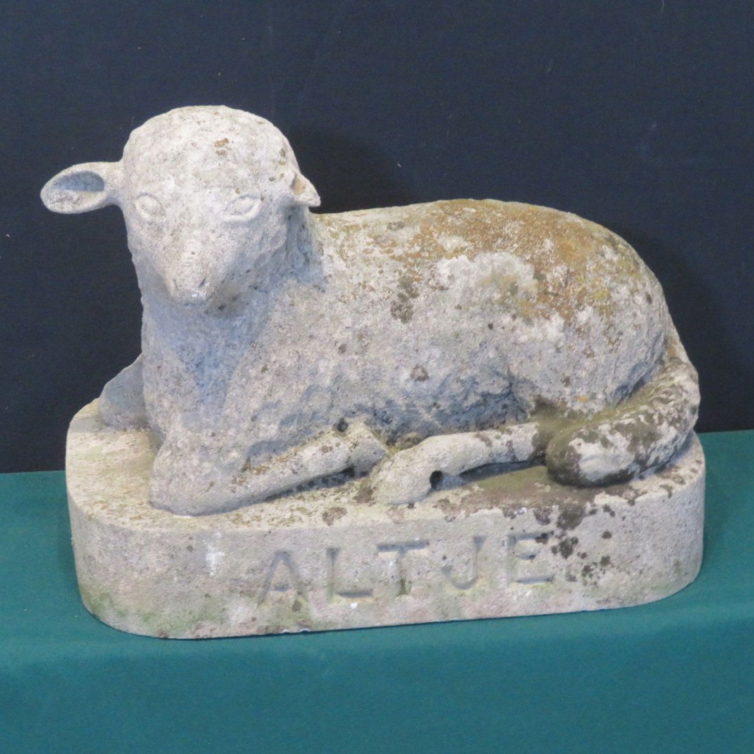 Indiana limestone reclining lamb with cut name (1 of 3)