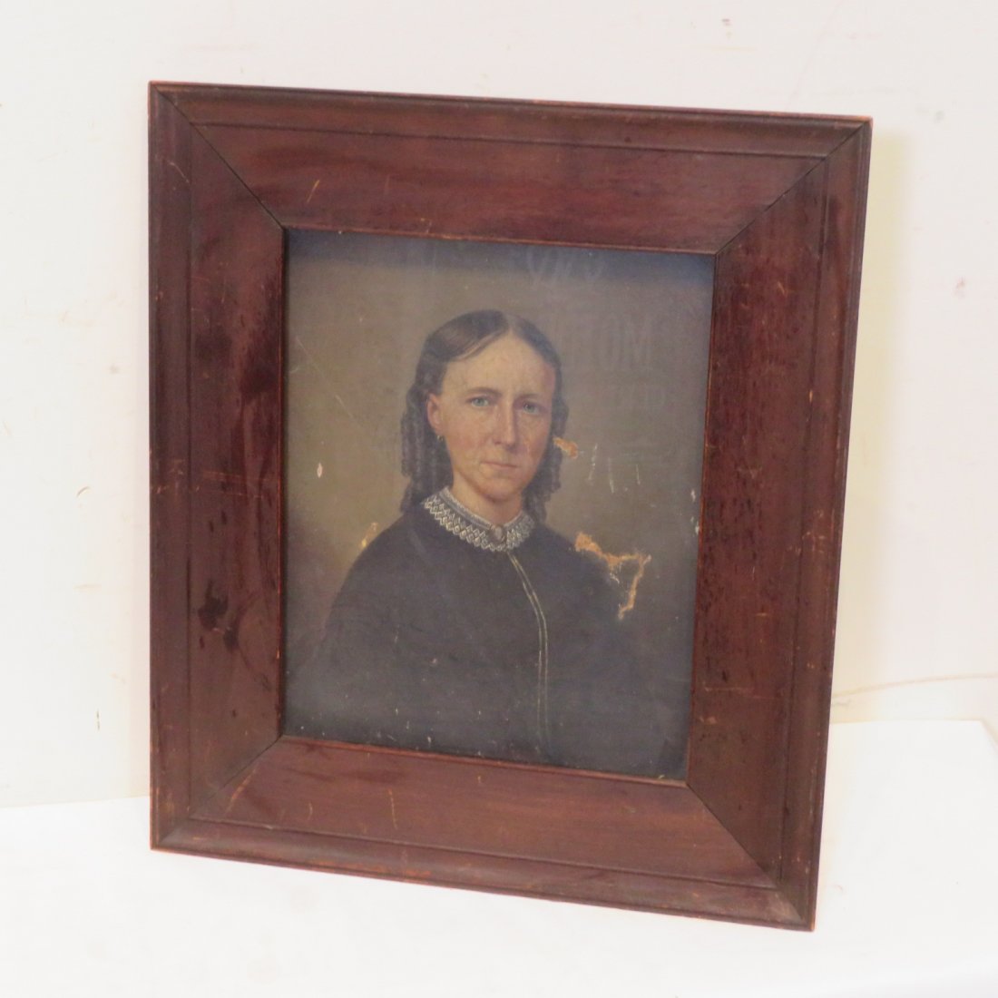 Mid 19th century O/C portrait of young woman: Mid 19th century oil on canvas portrait of young woman, sight 9 1/2" x 11 1/2", 3" older frame