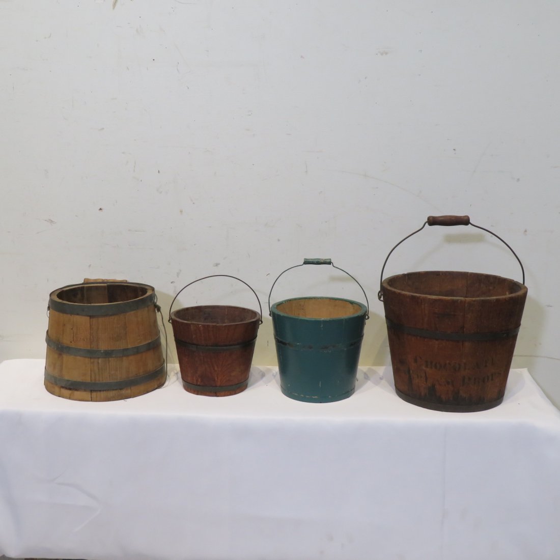 4 wooden pails with wire bales (1 of 6)