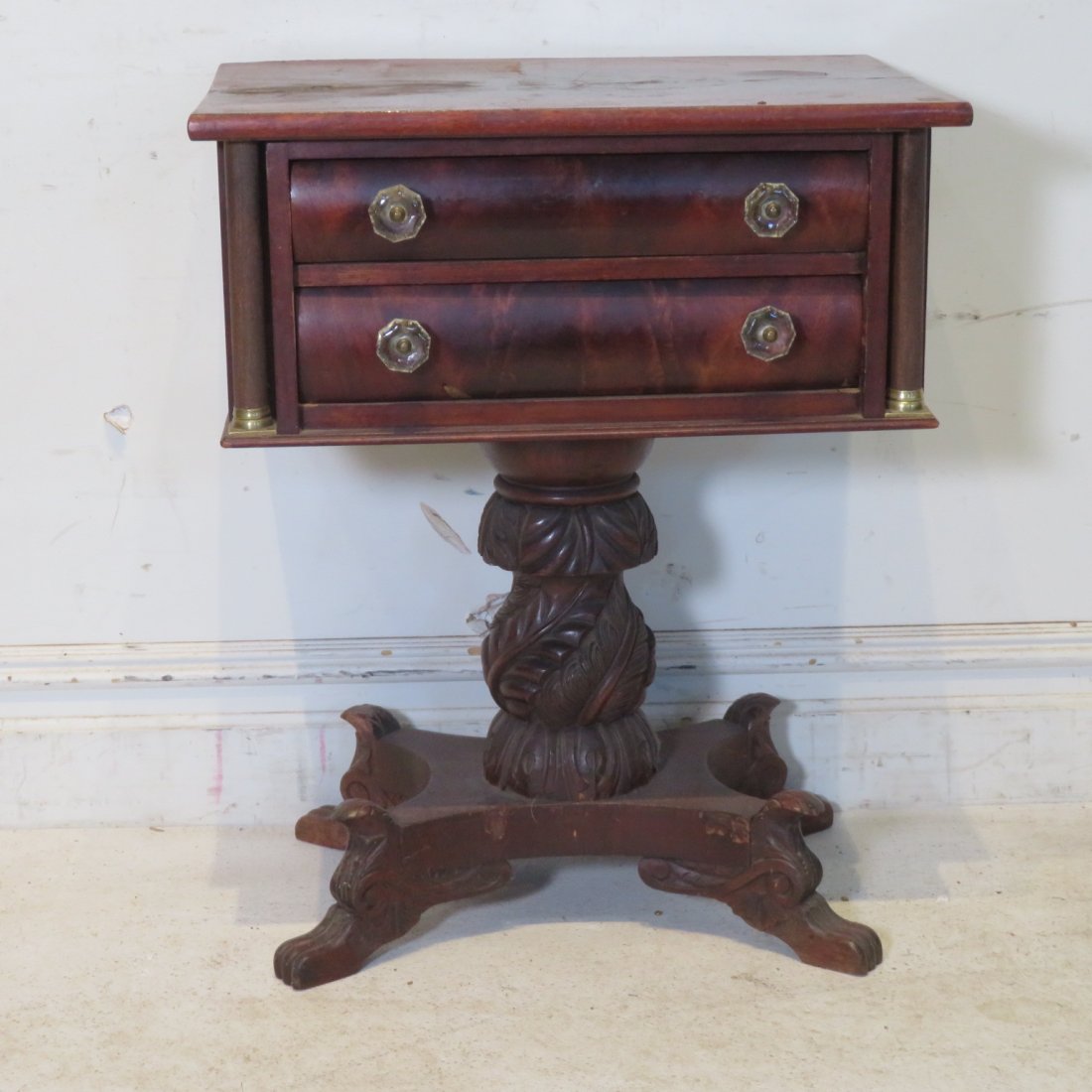 Empire style 2 drawer mahogany stand table (1 of 8)