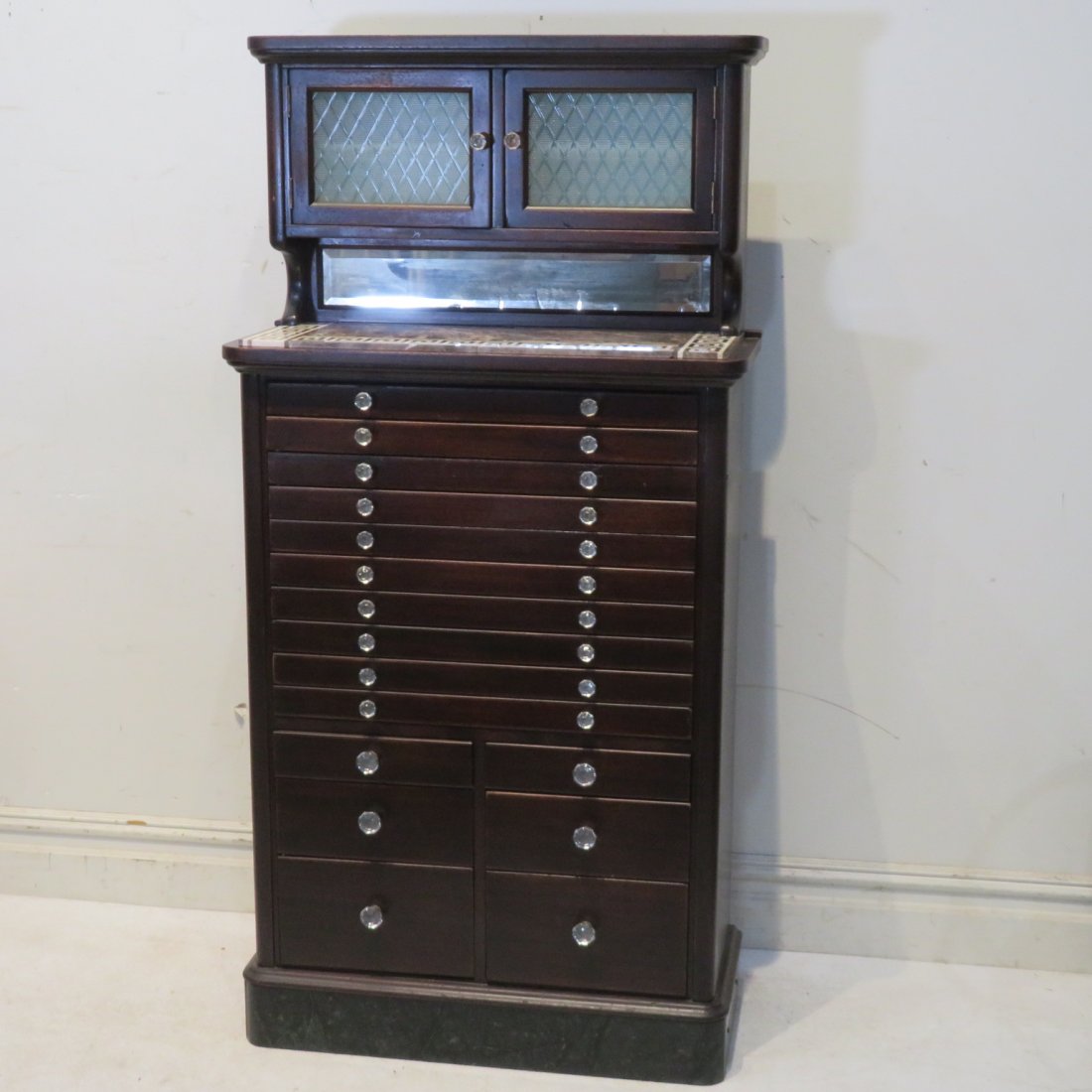 Ca. 1920 diminutive mahogany dental cabinet (1 of 9)