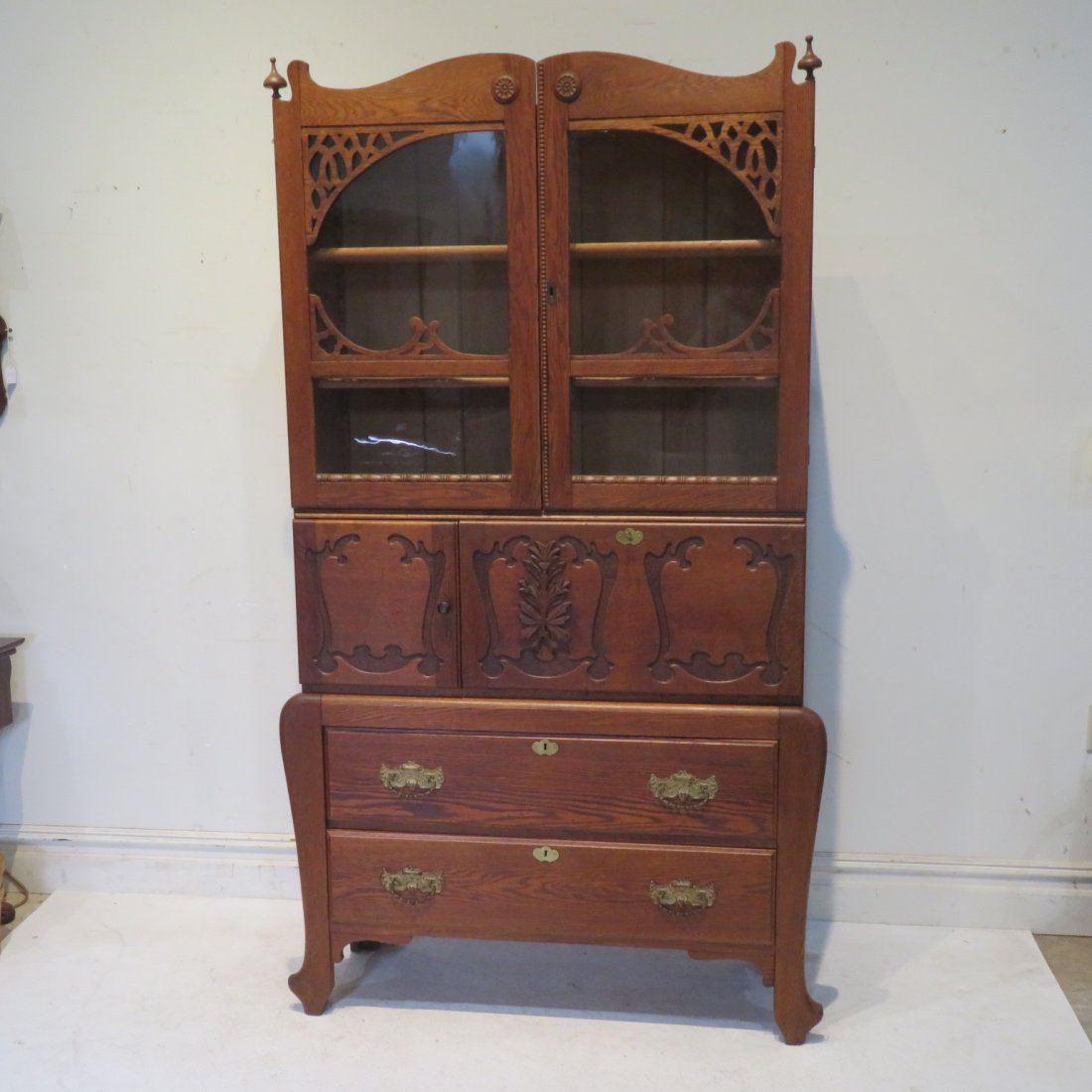 Extraordinary oak secretary desk (1 of 9)