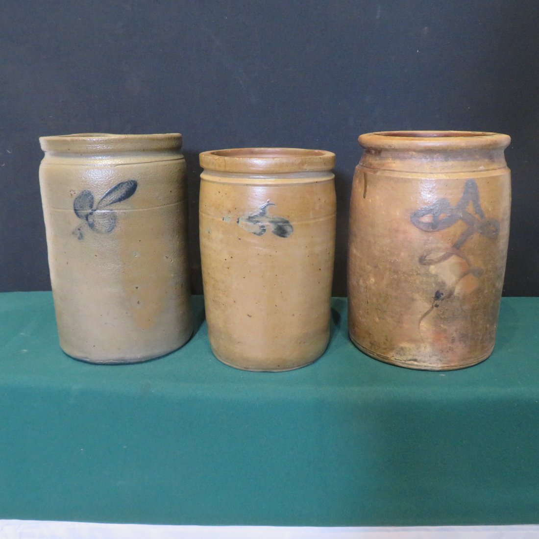 3 stoneware jars with blue decoration - 1 gal (1 of 5)