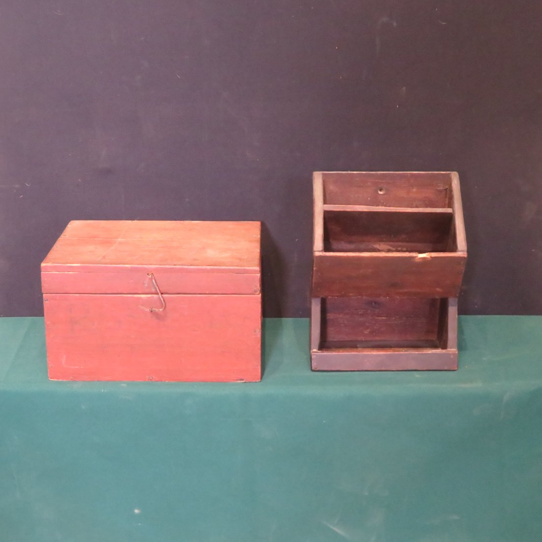 Early box in old red paint and hanging wall box (1 of 5)