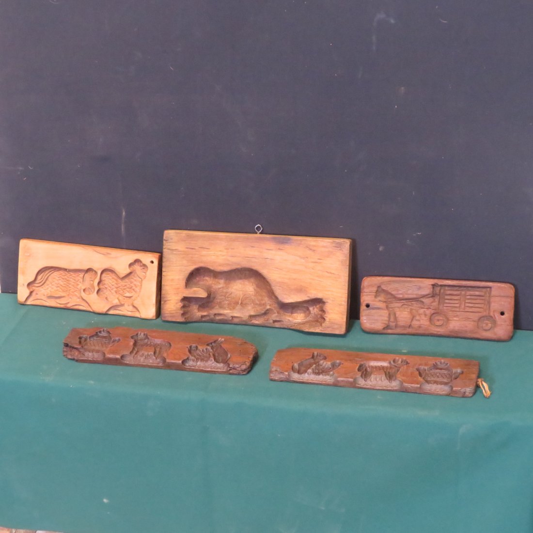 5 wooden cookie molds and maple sugar mold (1 of 6)