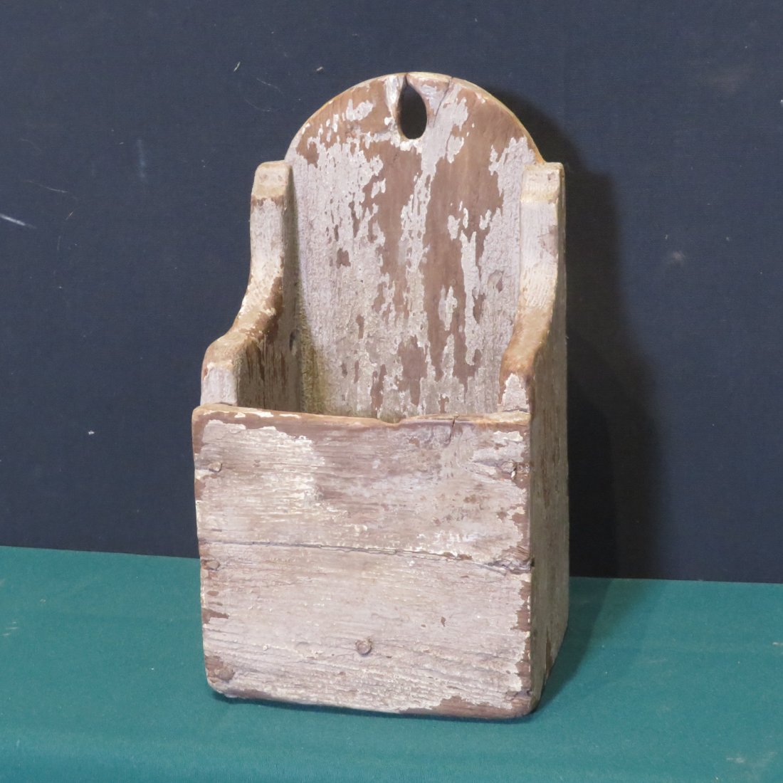 Painted hanging salt box in old gray paint (1 of 4)