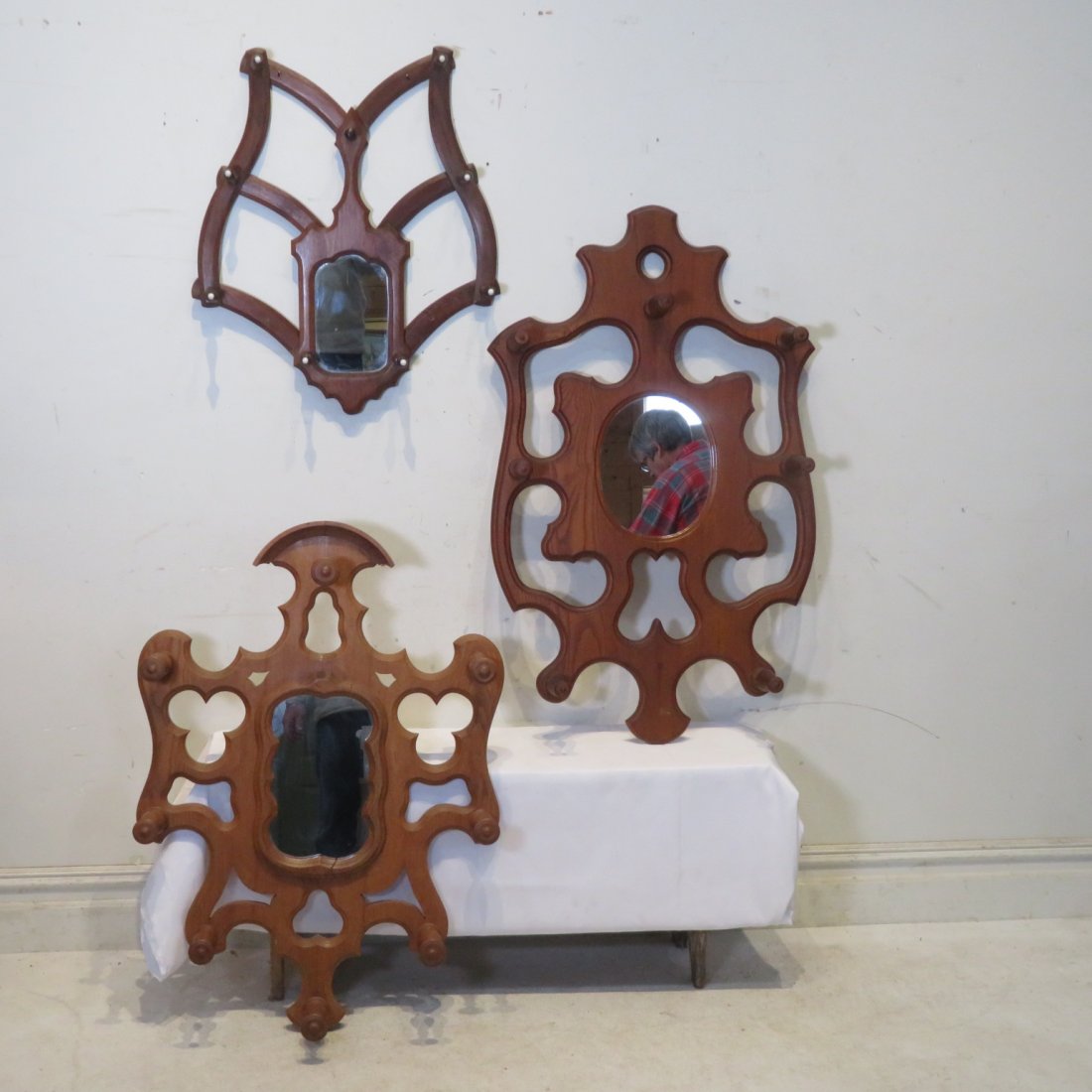 3 wooden hall tree mirrors (1 of 4)