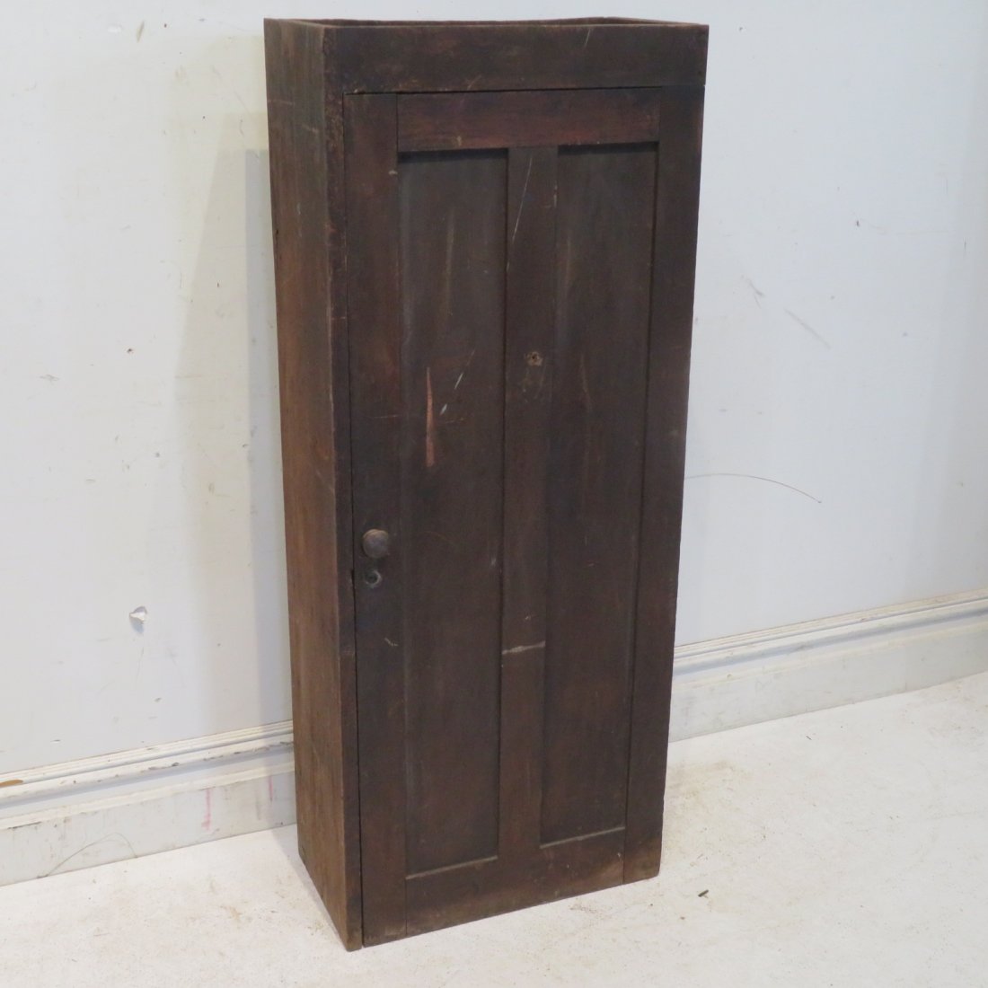 Unusual hanging walnut storage cabinet (1 of 7)
