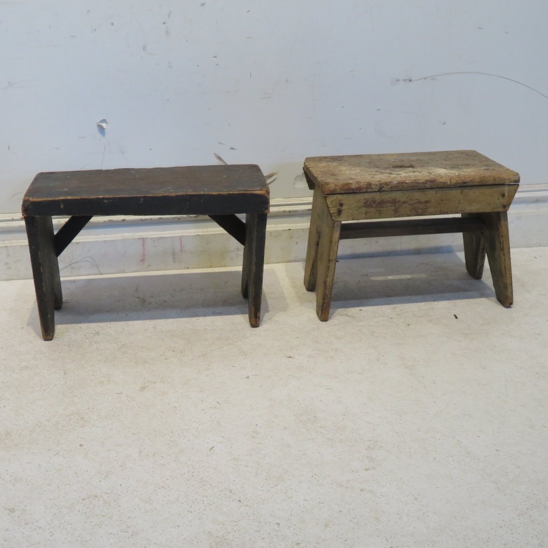 2 primitive footstools circa 1900 (1 of 5)