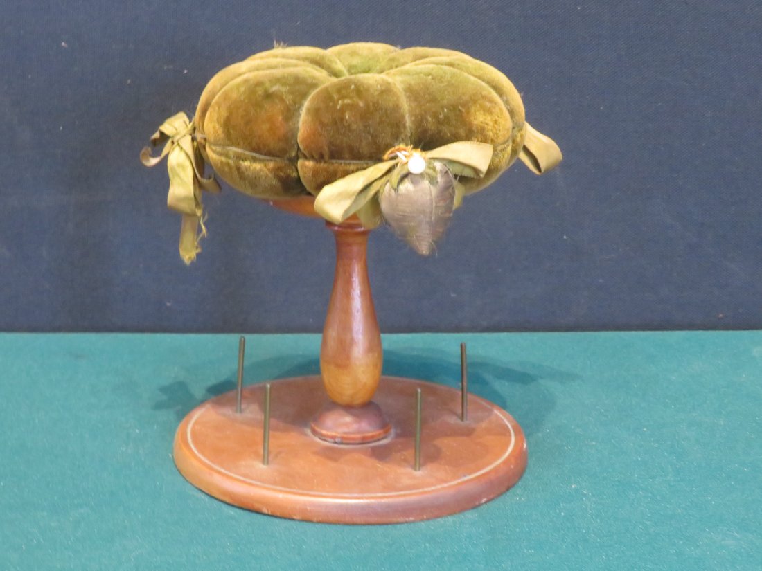 Shaker wooden pin cushion and spool holder (1 of 3)