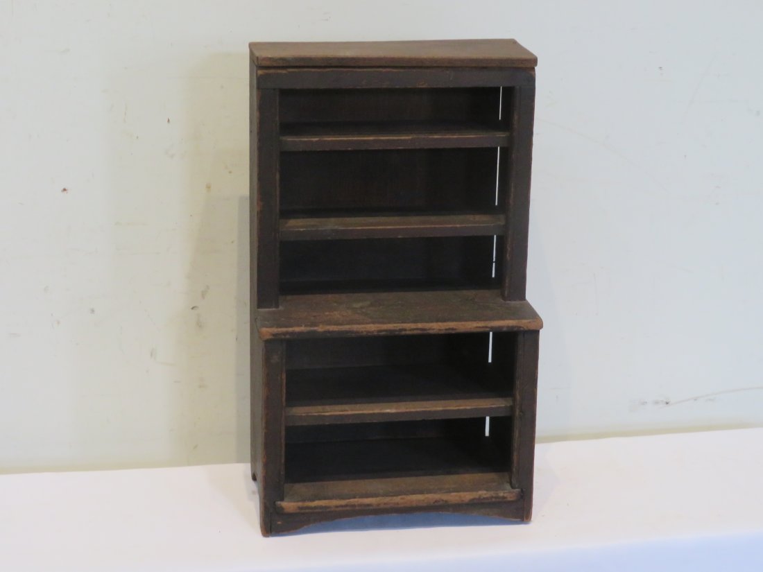 Child's doll size open step back cupboard in original surface (1 of 4)