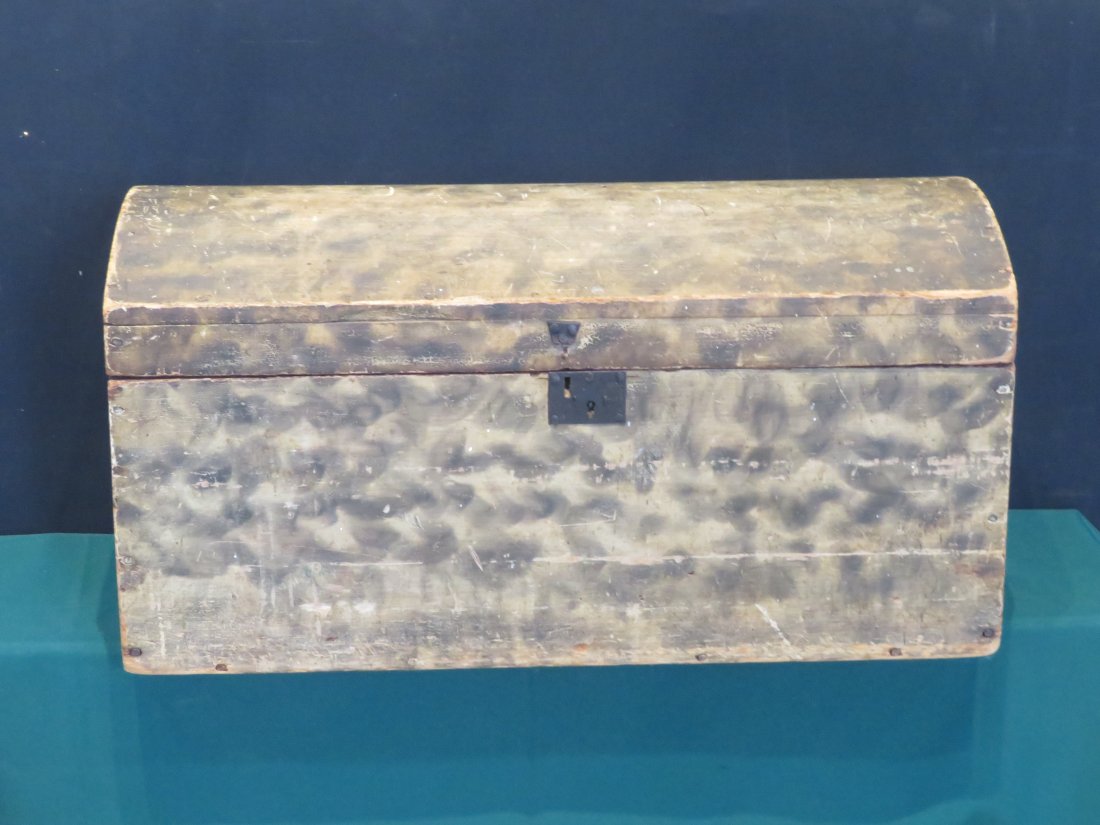 19th century pine dome topped box in original smoked grain paint (1 of 5)