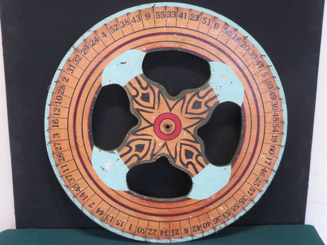 Game wheel: Game wheel made from plywood, 30"D x 3/4" thick